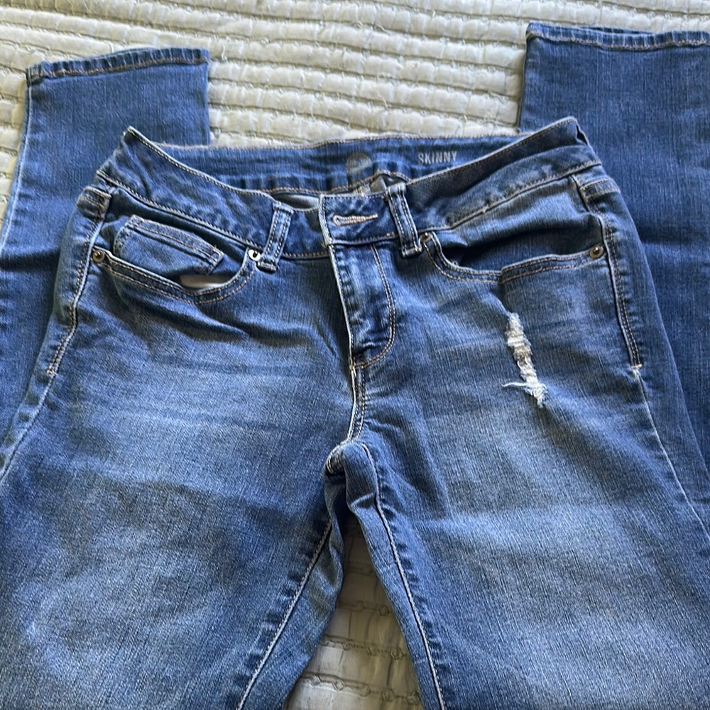 SO Blue Skinny Jeans with Distressed Details